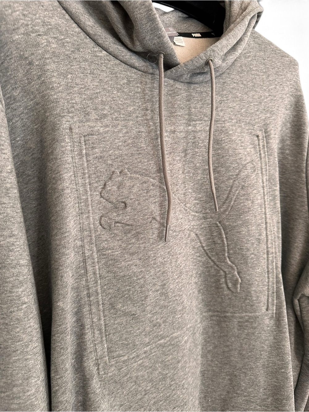 Puma XXL Light Grey Embossed Logo Pullover Hoodie